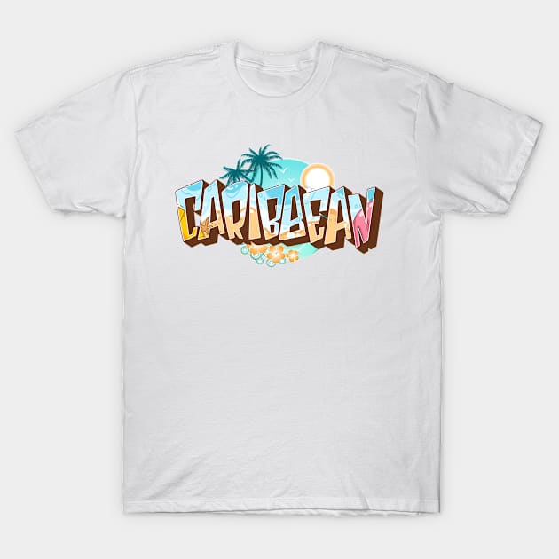 Caribbean 3d text T-Shirt by SerenityByAlex